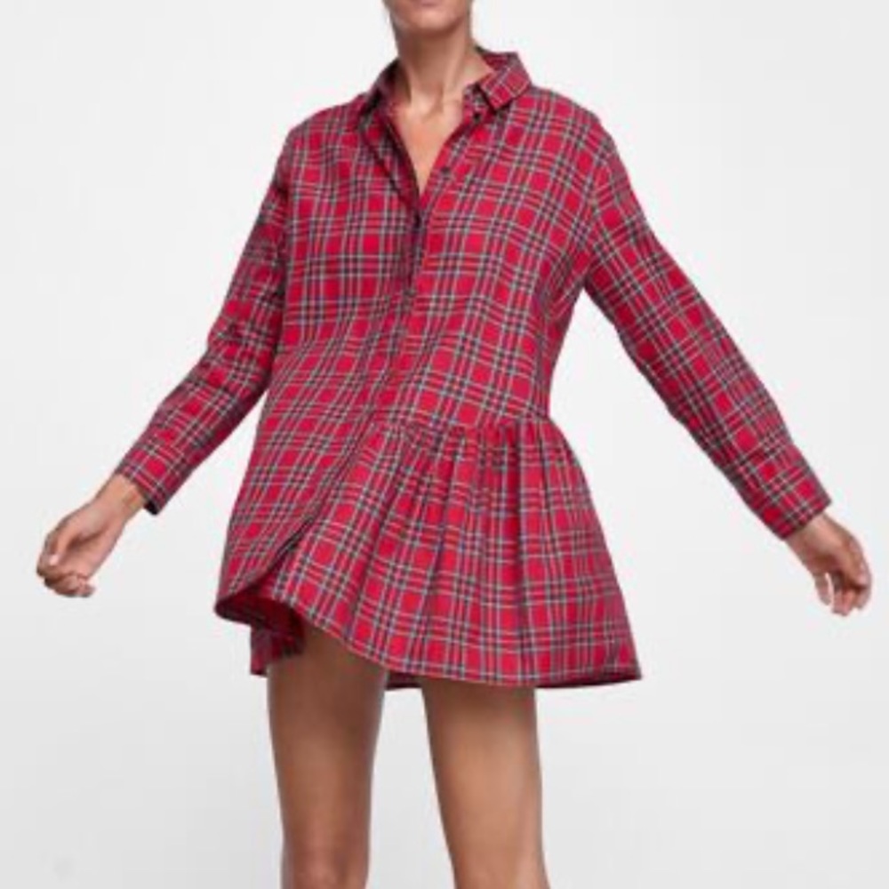 New Zara plaid asymmetric tunic xxl NWT